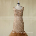 Noble Lace Beads Tulle Mermaid Sexy See Through Back Scoop Neck Wedding Dress